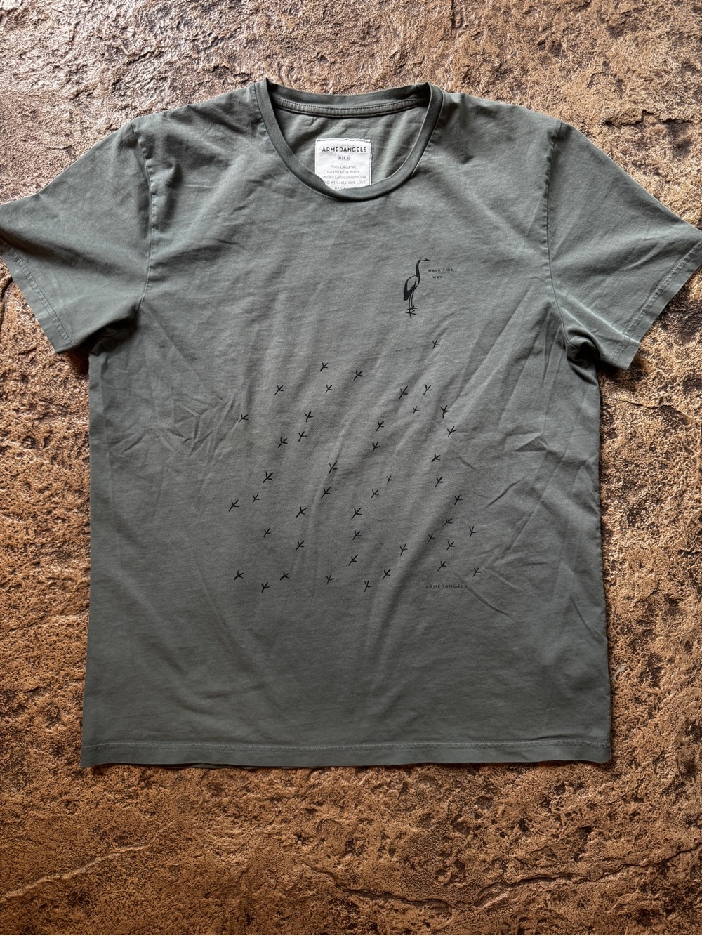 Men's Olive Green Graphic Crewneck T‑Shirt Walk This Way XL